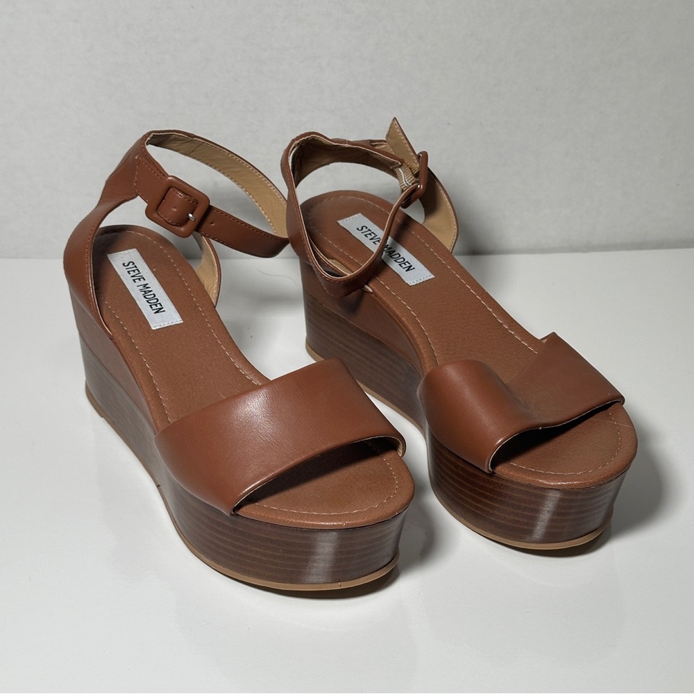 Steve Madden Brown Wooden Platform Sandal